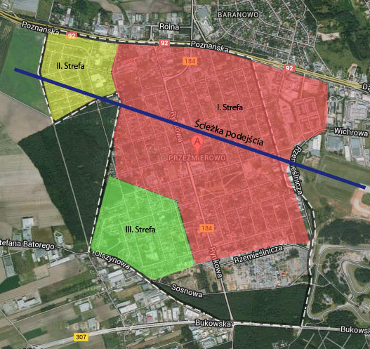 Mapa stref zamieszkania w Przeźmierowie - gmina Tarnowo Podgórne